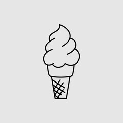 cute ice cream icon vector illustration in black and white flat line style eps 10 png