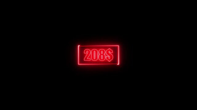 6 hundred dollar counter animation.0 to 600 dollar counting animation. 600 dollar neon sign Counting money and digits increasing. Counting Numbers from 0 to 600 on a black background