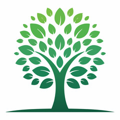 Fototapeta premium Green Tree with Lush Leaves Illustration