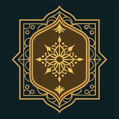 Elegant Ottoman-Inspired Gold Frame Ornament Vector EPS Design