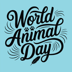World animal day text with paw prints