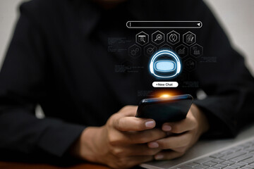 A person starts a New Chat with an AI-powered chatbot on their smartphone to get help with business and financial tasks.