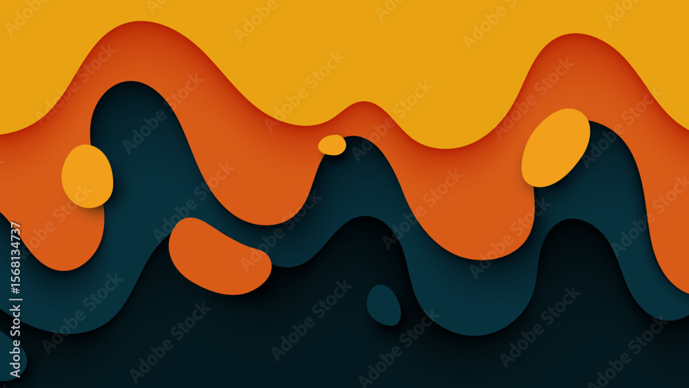 Poster abstract orange vector illustration with decorative pattern and wave design