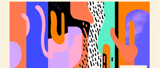 Abstract background with hand drawn textures, Memphis style. Creative concept of posters or covers with modern abstract shapes.