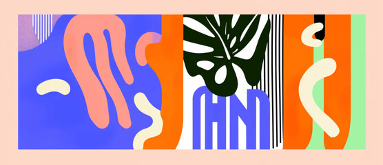 Abstract background with hand drawn textures, Memphis style. Creative concept of posters or covers with modern abstract shapes.