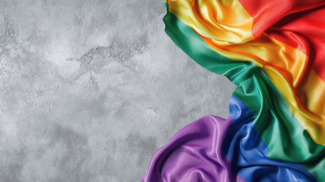 The Rainbow Flag Draped Elegantly Against a Textured Background