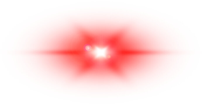 Bright white starburst lens flare effect glowing intensely on a vibrant red background with abstract geometric shapes
