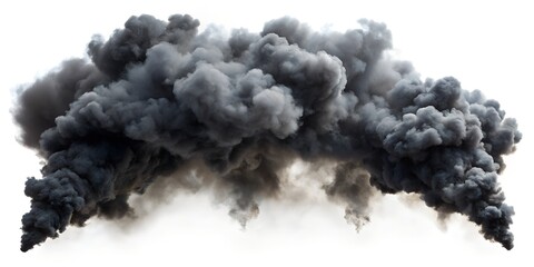 A cloud of black smoke isolated on white