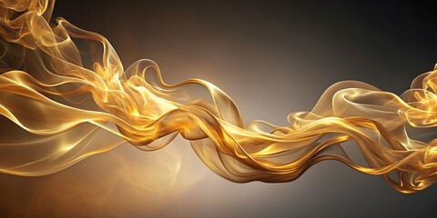 Golden smoke flowing on a dark background