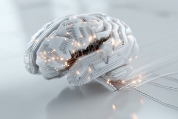 Futuristic Brain with Circuitry and Glowing Neural Links