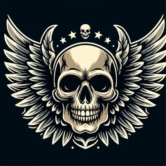 illustration of a skull with wings