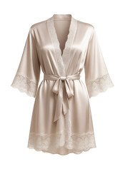 Obraz premium A lightweight satin robe with lace trim, ideal for a cottage stay.