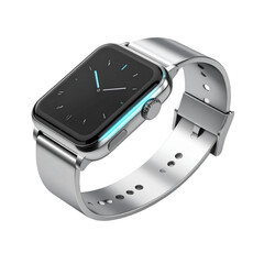 Silver smartwatch isolated on black background modern design technology product image fashion accessory