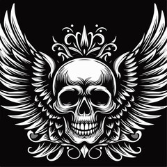 illustration of a skull with wings