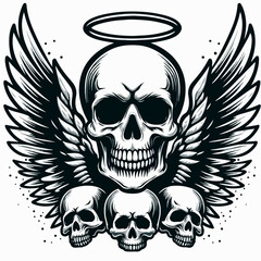 illustration of a skull with wings