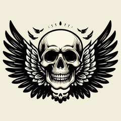 Fototapeta premium illustration of a skull with wings