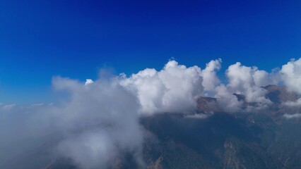 Mystic Mountain Peaks in Fog – Aerial Drone Landscape View