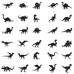 Set of dinosaurs silhouette isolated on white background image vector
