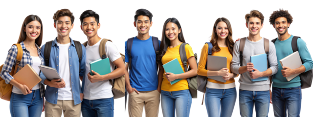 Trio of University Students Posing Confidently, Transparent png