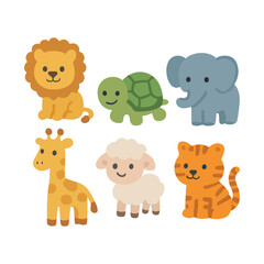 Cute Animal Set – Adorable Cartoon Animals Collection for Kids and Design Projects