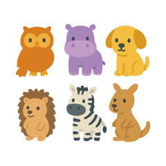Cute Animal Set – Adorable Cartoon Animals Collection for Kids and Design Projects