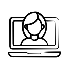 Laptop with a woman’s face inside