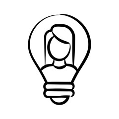 Light bulb with a woman’s face inside