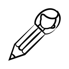 Pencil with a small woman’s face at the tip