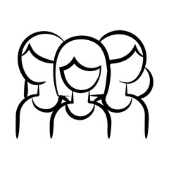 Three women’s heads side by side