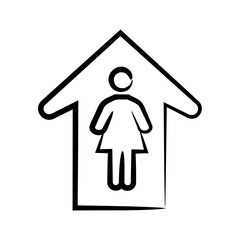Upward arrow with a woman’s silhouette in the center