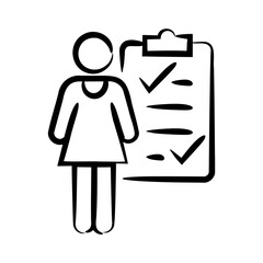 Woman standing with a checklistclipboard