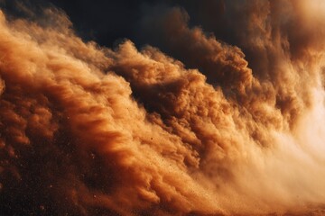 Sandstorm swirling dust particles forming dynamic clouds for dramatic backgrounds and environmental themes in nature photography