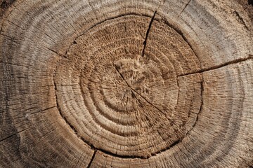 Stump of oak tree cut down - intricate cross-section revealing age rings and unique pattern for rustic decor enthusiasts and nature photography aficionados
