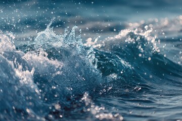 Refreshing splashes of vibrant blue water in dynamic waves for nature lovers and aquatic enthusiasts