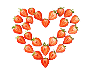 Top-Down Artistic Arrangement of Fresh Strawberries in Heart Shape,