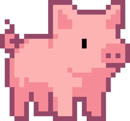 Fototapeta premium pixel illustration of a pig
