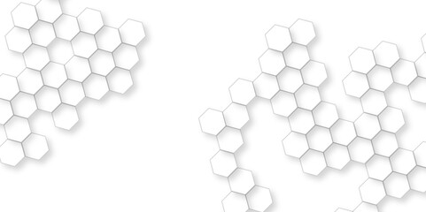 Abstract white hexagon concept background, soft white background, beautiful geometric pattern white gray hexagonal, illustration geometry science and technology.
