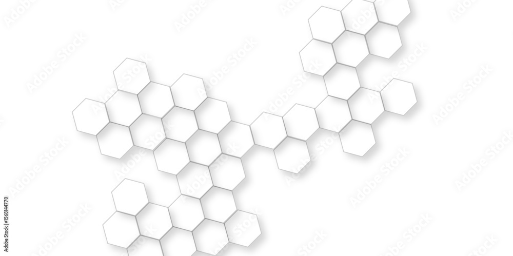 Poster abstract hexagon honeycomb white background, technology abstract background with hexagons mesh, futu