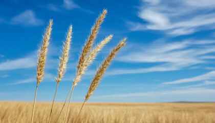 Fototapeta premium ecological gardening with native plants and wildlife habitat. Tall native grasses swaying in the wind, creating habitat for birds, insects, and small mammals