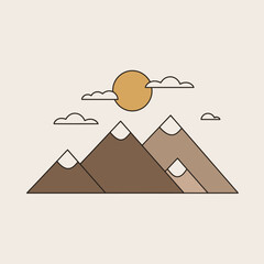 Minimalist mountains under the sun
