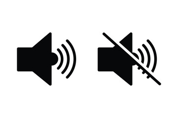 Mute sound icon vector set.  vector illustration eps 10.