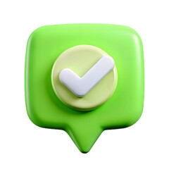 green speech bubble with white check mark