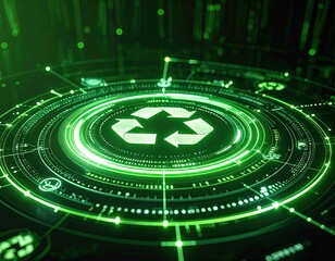 Abstract circular graphic with recycle symbol