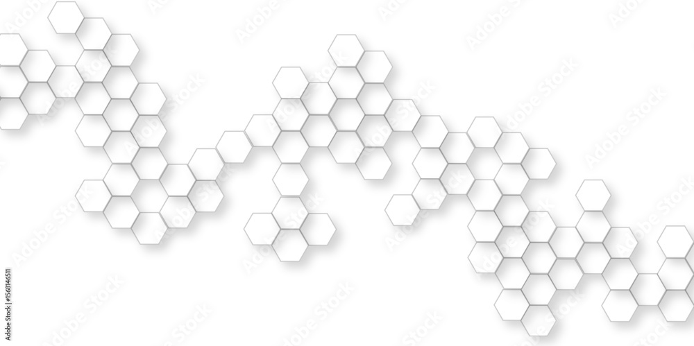 Poster abstract hexagon honeycomb white background, technology abstract background with hexagons mesh, futu