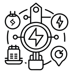 Energy Management Outline Icon on White Background