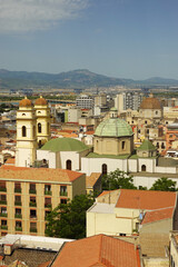 Panorama of Cagliari opening from the Bastion San Remy, Italy, Sardinia