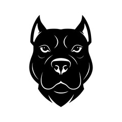 Obraz premium Black silhouette of a pitbull face mascot logo on white background vector illustration