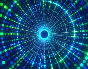 Abstract circular tunnel with glowing particles