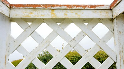 Detailed close-up view of a white lattice fence.
