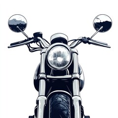 Close-up view of a motorcycle's front end